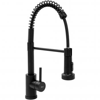 Grifo de cocina Rea Colin Black con acabado negro mate, caño giratorio, altura ajustable y sistema de instalación fácil
