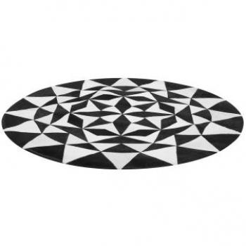 Alfombra redonda de piel genuina negra y blanca 140x140cm hecha a mano pelo corto moderna Turgutlu