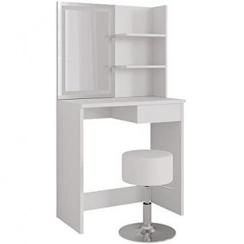 Tocador Dekos Blanco 75 cm con Espejo LED y Taburete