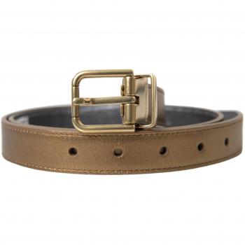 Dolce & Gabbana Metallic Gold Calf Leather Metal Buckle Belt - 85 cm / 34 Inches