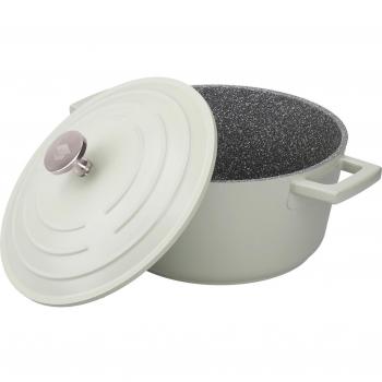Cazuela Redonda con Tapa MasterClass de 2.5L, Acero Fundido, Apta para Hornos, Resistente a los Rayones, Revestimiento Antiadherente, Verde Menta