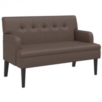 Banco con respaldo cuero sintético marrón 112x65,5x75 cm