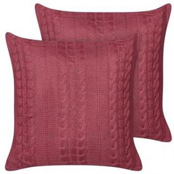 Conjunto de 2 cojines decorativos trenzados en algodón borgoña Cadetia 45 x 45 cm