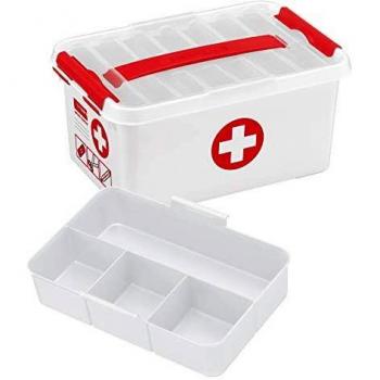 Caja de Primeros Auxilios Sunware Q-line 6L Blanco/Rojo con Tapa