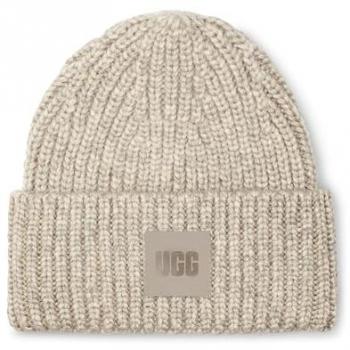 UGG Unisex Light Grey Chunky Rib Beanie Hat - One Size