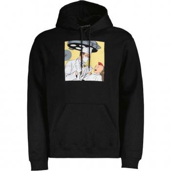 IUTER Men's Black Cotton Hoodie L with Screen Print