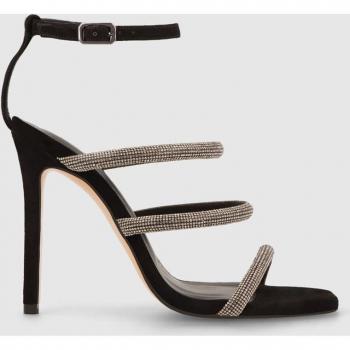 Lodi - Sandalias de tacón de mujer en ante negro con tiras joya