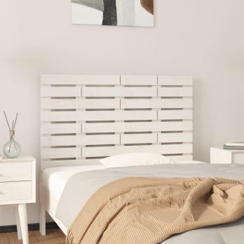 Cabecero de cama de pared blanco de madera maciza de pino 106x3x63 cm