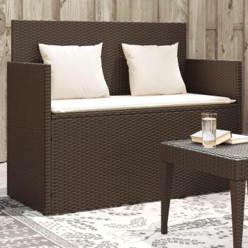 Banco de jardín con cojines de Polyrattan marrón