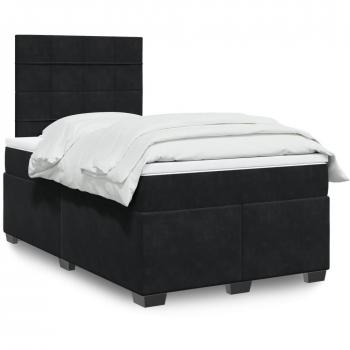 Cama box spring de muelles con colchón terciopelo negro 120x200 cm