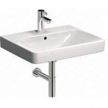 Lavabo Geberit Smyle Square 60x48 cm, con agujero para grifo y desagüe, color blanco