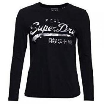 Superdry Mujer Camiseta de Tirantes con Logo Vintage Photo Rose Negro 36