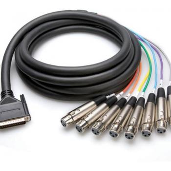 Hosa DTF-805 16.4'/5m Male DB-25 to 8x Female 3-Pin XLR Female Balanced Snake Cable