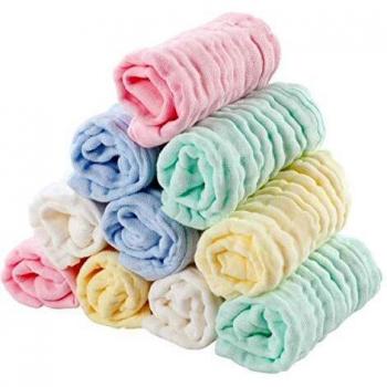EXTSUD 10PCS Toallitas de Muselina para Bebés Toallas Suaves para Bebés, Recién Nacidos, Toallitas Algodón, 25 x 25cm