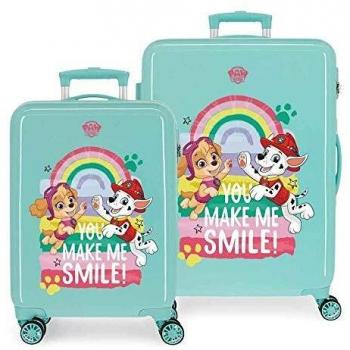 Paw Patrol Patrulla Canina Be Happy Juego de Maletas Azul 55/68 cms Rígida ABS Cierre combinación 104L 4 Ruedas Dobles Equipaje de Mano