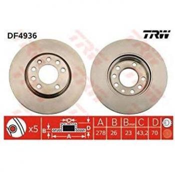 Disco de freno TRW DF4936, frente, ventilado, 1 pieza