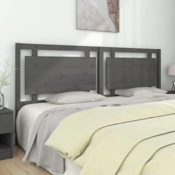 Cabecero de cama gris 205,5x4x100 cm madera maciza de pino