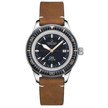Reloj de Hombre Certina Aqua DS PH200M Automático, Esfera Azul, Correa de Piel Marrón, 43mm