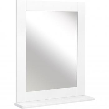 Espejo de Baño con Estante de Almacenaje y Marco de Madera 50x11,5x60 cm Blanco