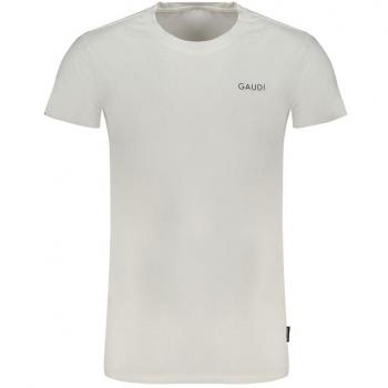 Gaudi Trendy Print Logo Short Sleeve White Cotton T-Shirt - XXL