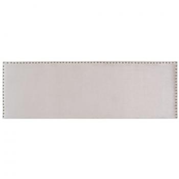 Cabecero de cama tapizado California tela gris 160x140x8 cm y Cabecero tapizado de terciopelo con tachuelas beige para cama de 180 cm