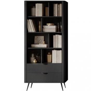 Estantería Abierta Kingston AC103 con Cajones, Aglomerado Laminado y MDF, 194x88x38cm - Grafito