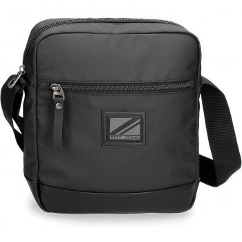 Pepe Jeans Straps Bandolera Porta Tablet Negra con Bolsillo Frontal y Trasero 23x27x7cm