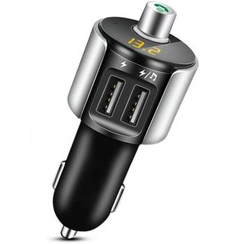 Transmisor FM Bluetooth, Comsoon In-Car Transmisor FM Radio Adaptador MP3 Player Coche Manos Libres Kit con Doble Puerto de Unidad Flash USB para iPhone, iPad, iPod, Samsung Galaxy HTC