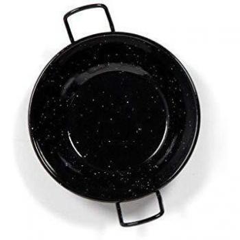 La Valenciana 45 cm Acero esmaltado sartén con 2 Asas, Negro