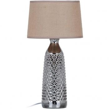 Lámpara de mesa Beige Plateado Arpillera Cerámica 60 W 220-240 V 26 x 26 x 49,5 cm