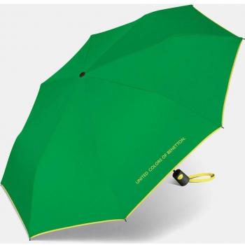Paraguas Plegable Automático 52 cm Benetton Green Safta con Apertura Automática, Tamaño 20.5', Diámetro 93 cm, 8 Paneles, Varilla de Metal y Nerv
