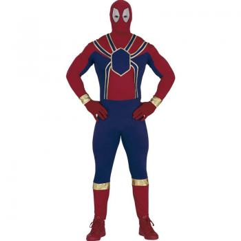 Disfraz de Héroe Arácnido Rojo para hombre - Disfraz de Spider Héroe para adulto, incluye traje completo en color rojo y azul, máscara integrada, diseño ajustado y material elástico