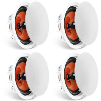 VEVOR 4-Pack 8-Inch 100-Watt Flush Mount Ceiling & In-Wall Speakers with 8Ω Impedance and 89dB Sensitivity for Home Use