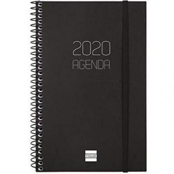 Finocam - Agenda 2020 semana vista apaisada Espiral Opaque Negro español