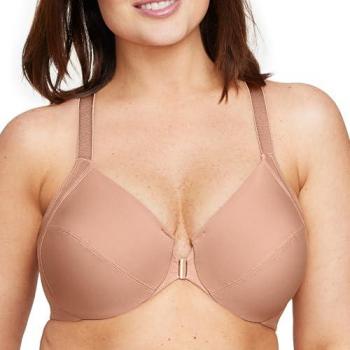 Glamorise Wonderwire Front-Close Smoothing Bra - Tan, 48-G, Women's Underwear