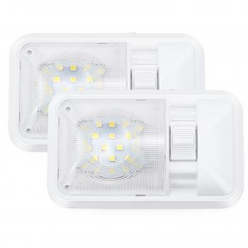 Kohree – Pack 2 12V LED 24SMD 5050 280LM Luz Interior Adorno de la Bóveda de Coche Lámpara Blanco del Techo para Autocaravana con Interruptor Aprobada por CE y RoHs