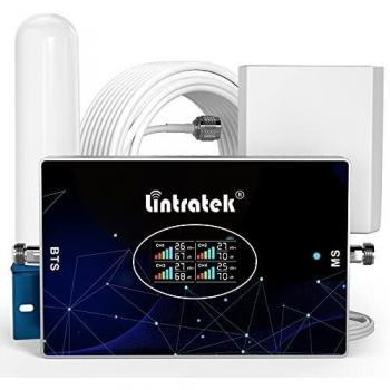 Lintratek Amplificador de señal para teléfono móvil 4 Cuatro Banda B20 800, 900, 1800, 2100 Repetidor gsm 2G 3G 4G 70dB Repetidores de señal de móviles Compatible con Orange/Yoigo/Vodafone