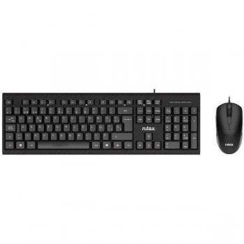 Nilox Combo con Cable Teclado y Ratón NXKME0011 Negro QWERTY Español