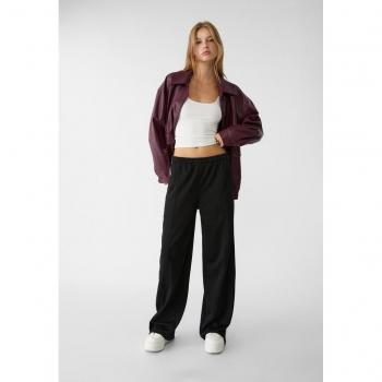 Stradivarius Black Interlock Trousers with Side Stripe Size L