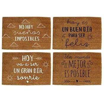 Felpudo original de fibra de coco y base de goma diseño frases 40x60cm muy divertido