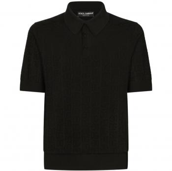 Dolce & Gabbana Men's Silk Polo Shirt in Black | Size 48 | GXZ15TJBSKEN0000