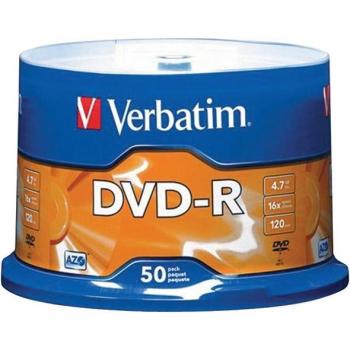 Verbatim 95101 DVD-R, 4.7GB, Branded, 50 Pack on Spindle