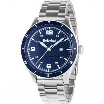 Reloj Hombre Timberland TDWGH0010504, cronógrafo, caja de acero inoxidable, correa de piel, resistencia al agua hasta 50 metros, esfera negra con detalles en blanco y dorado