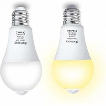 Pack de 2 bombillas LED 13 W, de la marca Bomcosy, con sensor PIR de movimiento, Warm White 3000k, e27, 13.00 wattsW 230.00 voltsV