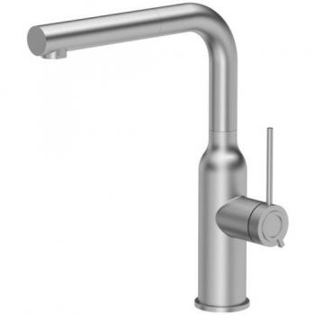 Grifo de cocina QUADRON ANGELINA Q LINE SteelQ, mezclador 360°, función QFix, acero inoxidable, altura 31 cm, cabezal cerámico, diseño moderno