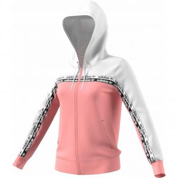 adidas Track Top Hooded Sweatshirts, Mujer, White/Pink Spirit, 42