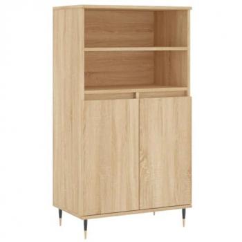 Aparador alto de madera contrachapada color roble 60x36x110 cm, mueble de almacenaje para salón, buffet, armario auxiliar y armario de almacenamiento
