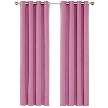 Deconovo Cortinas Opacas con Aislamiento Térmico para Sala de Estar Oficina Hotel Ventanas 2 Piezas 140 x 245 cm Rosa