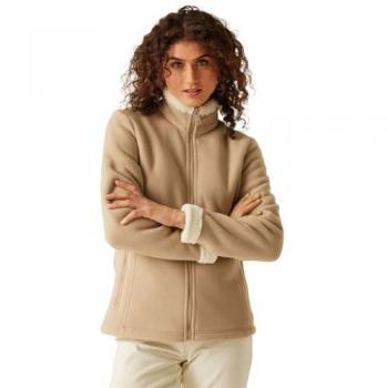 Regatta Women's Brandall Heavyweight Full Zip Fleece Jacket in Warm Taupe and Light Vanilla, Size 18