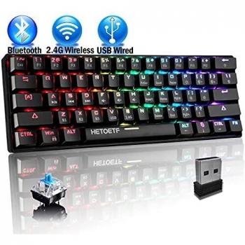 60% Teclado mecánico para Juegos, inalámbrico/con Cable/Bluetooth RGB Mini Teclado Tipo C retroiluminado para Varios Dispositivos, teléfono Inteligente, móvil, PC, computadora portátil